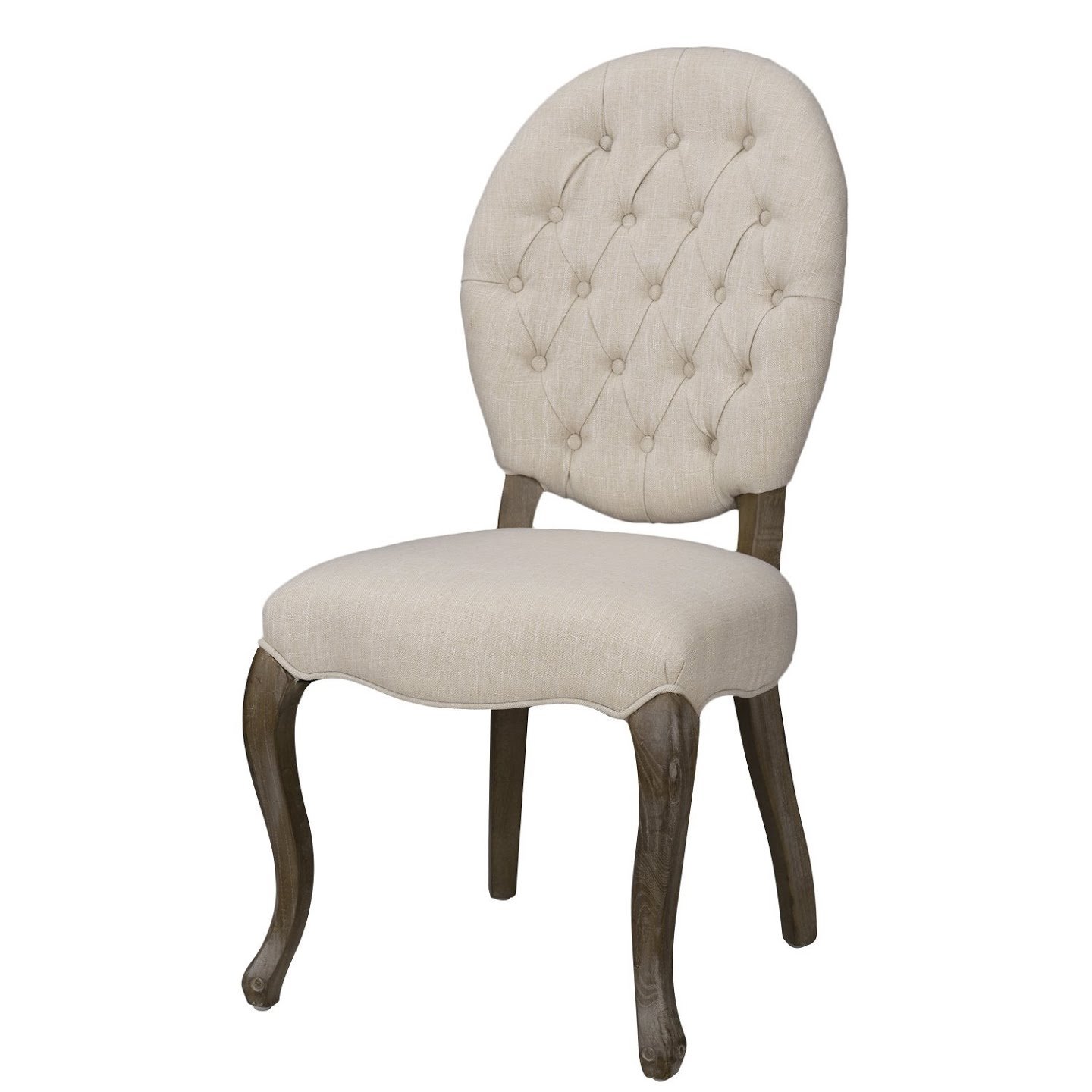 Adeco European Style Upholstered Tufted Linen Side ...