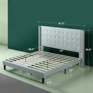 Alexio Upholstered Wingback Platform Bed Frame