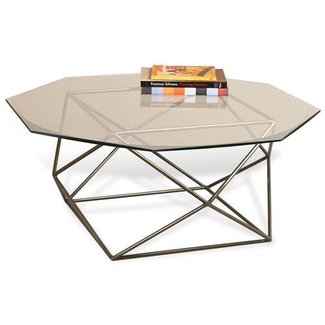 Alexis Geometric Antique Brass Octagonal Coffee Table ...