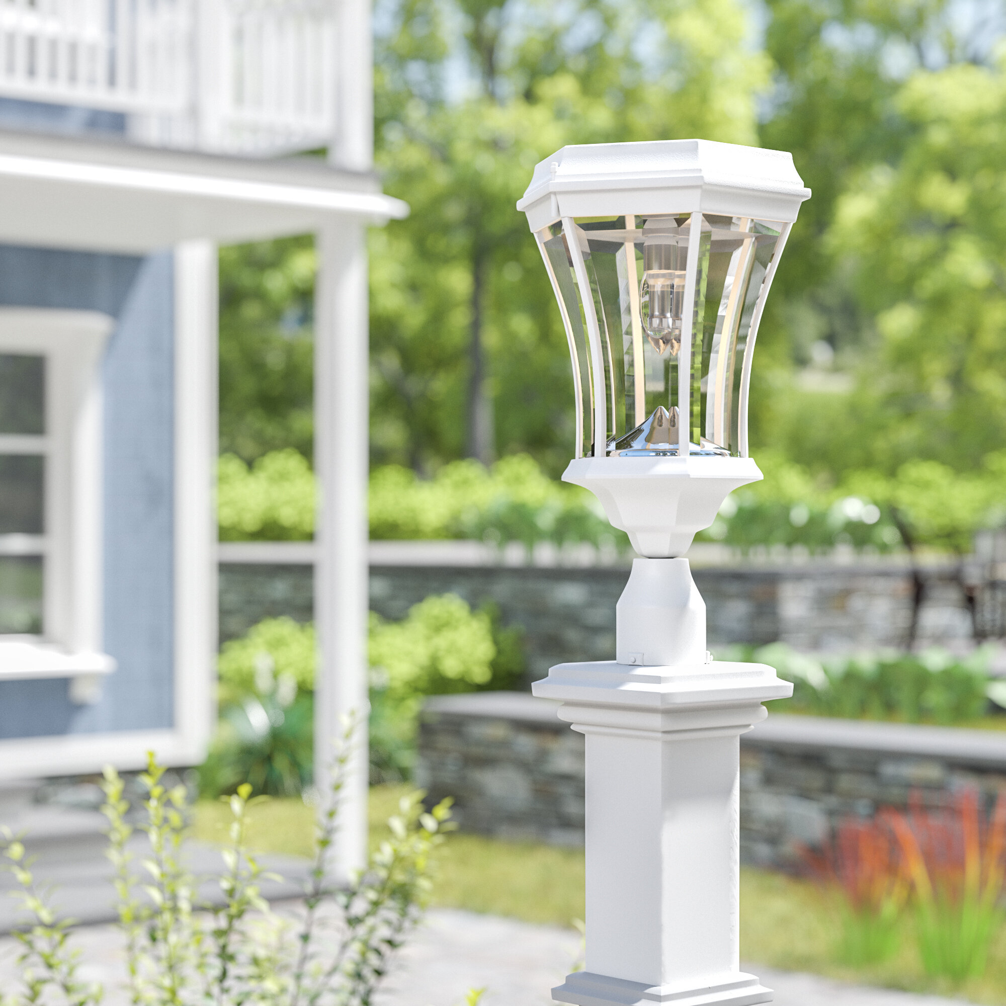 81cm Solar Powered LED Outdoor Garden Lantern Light Lamp Post Pathway Walkway 