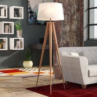 62.25 Kona Mid-century Modern Tripod Floor Lamp With Drum Shade