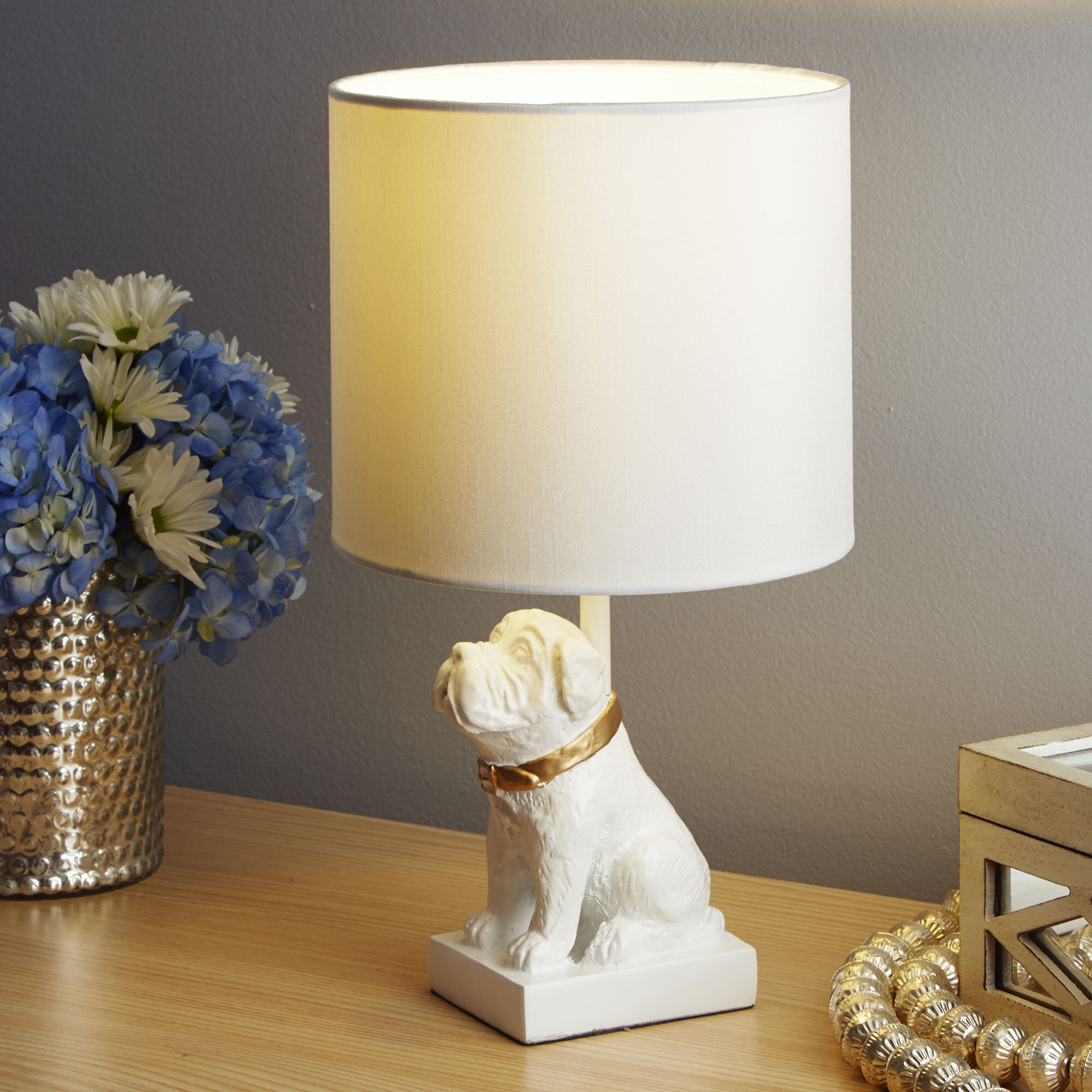 Amico Accented Dog Resin 15" Table Lamp