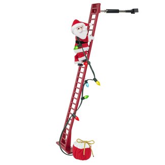 Animated Climbing Santa On Ladder Christmas Xmas Decor Decoration Indoor, Climbs Up & Down Ladder, Plays 15 Christmas Carols with LED Bulbs, Sound Can Be Turned Off Or Adjusted by Wondershop