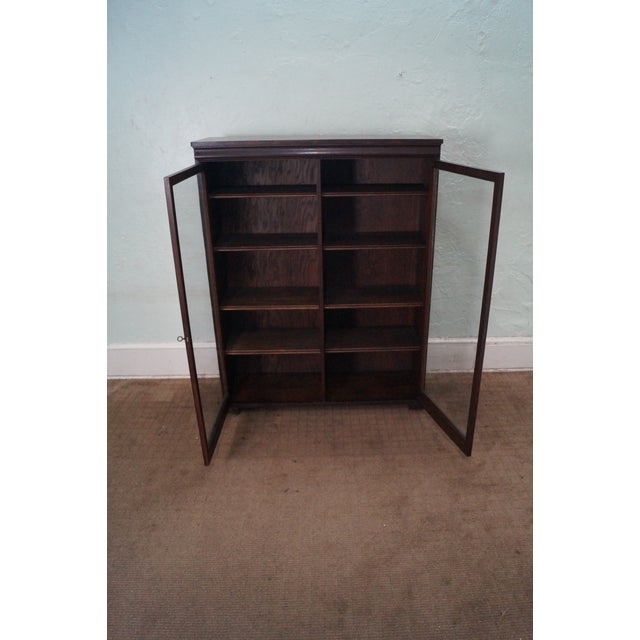 Antique Mission Style Oak 2 Door Bookcase | Chairish