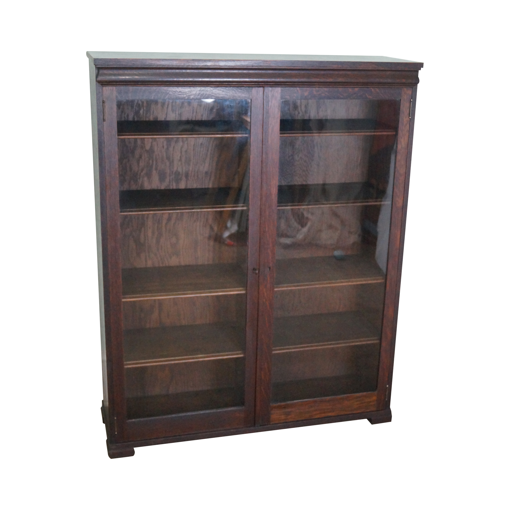 Antique Mission Style Oak 2 Door Bookcase | Chairish