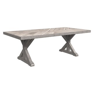 Ashley Furniture Signature Design - Beachcroft Outdoor Rectangular Dining Table with Umbrella Option - Porcelain Top - Beige
