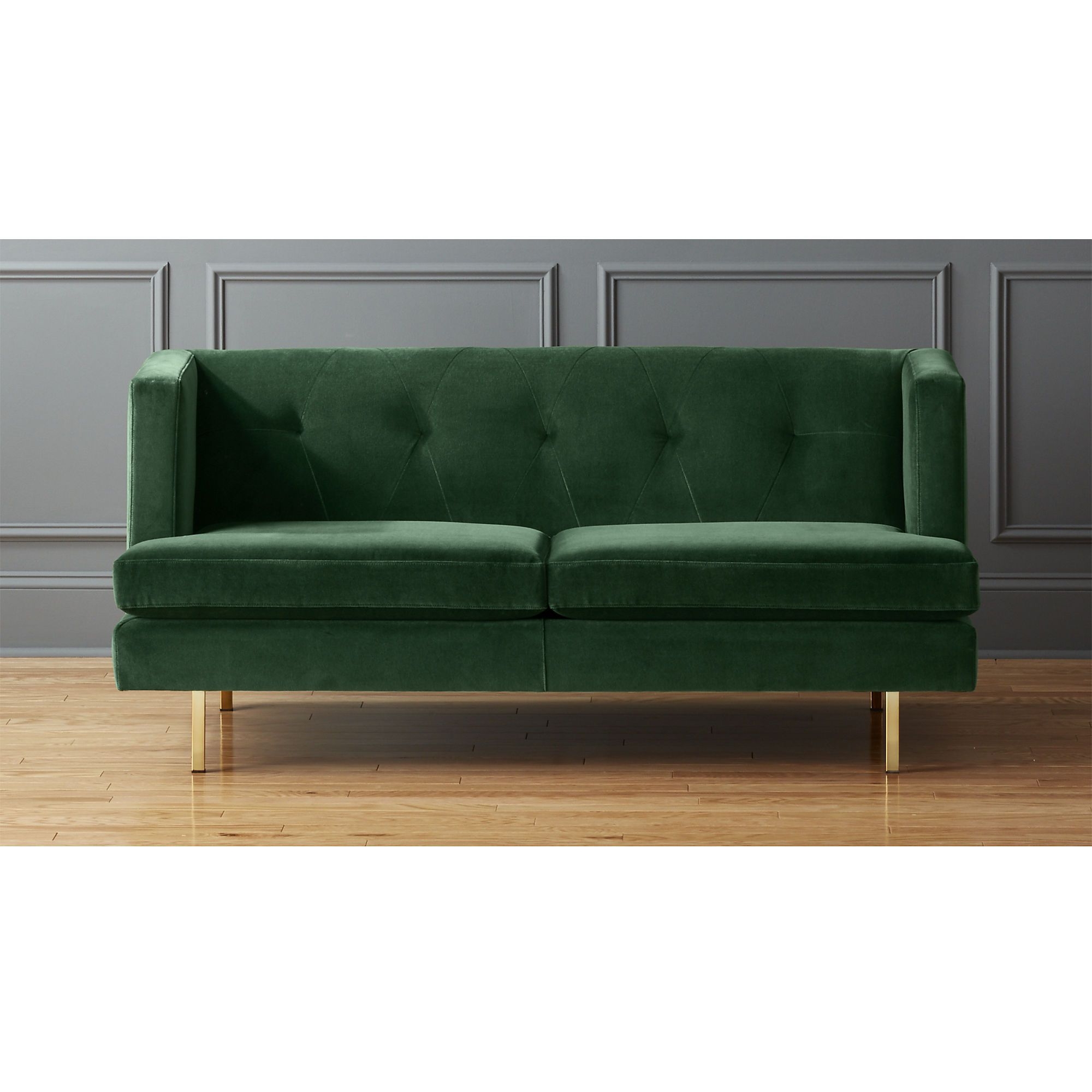 Avec Emerald Green Apartment Sofa with Brass Legs ...