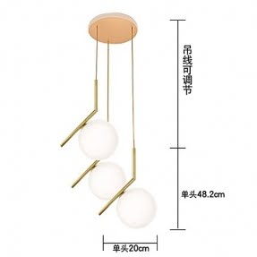 AWAMA Creative Minimalist Modern Iron Milk White Glass Ball Bed in Living Room Restaurant Vintage Pendant Light Metal Retro Chandelier