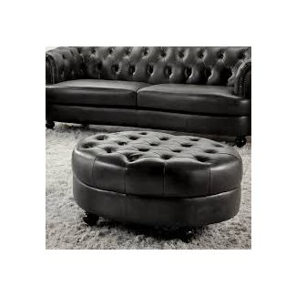 Barnabas Leather Tufted Cocktail Ottoman