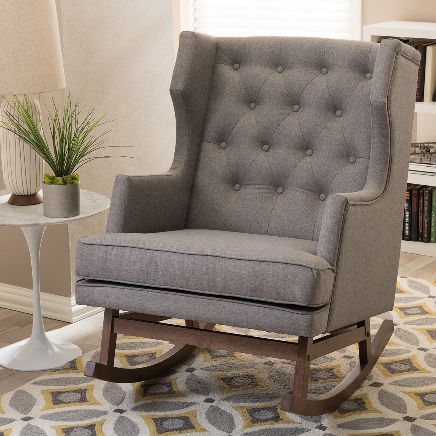 Baxton Studio Iona Mid-Century Gray Fabric Upholstered ...