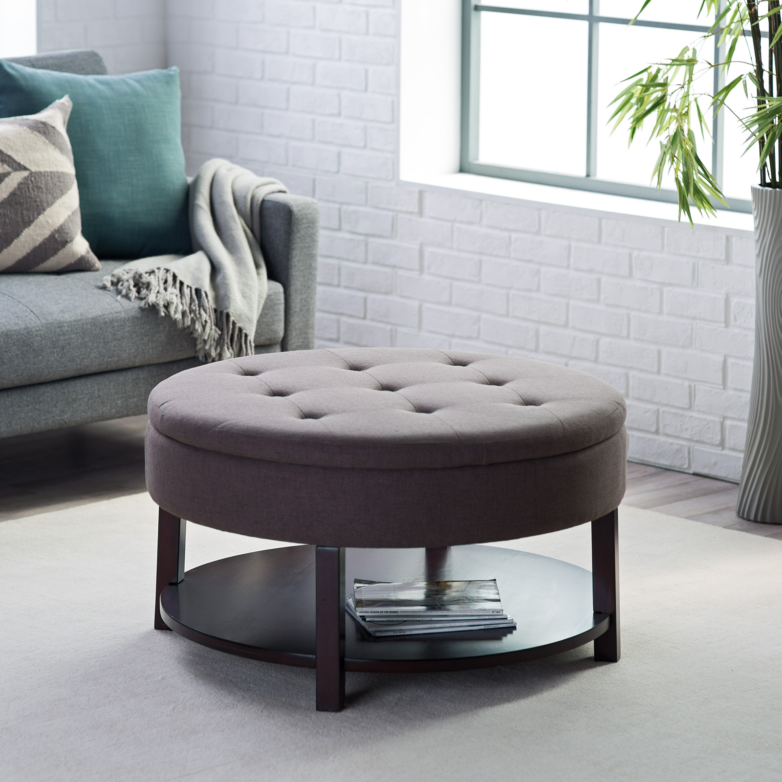 Storage Ottoman Coffee Table Visualhunt, Round Padded Coffee Table With Storage