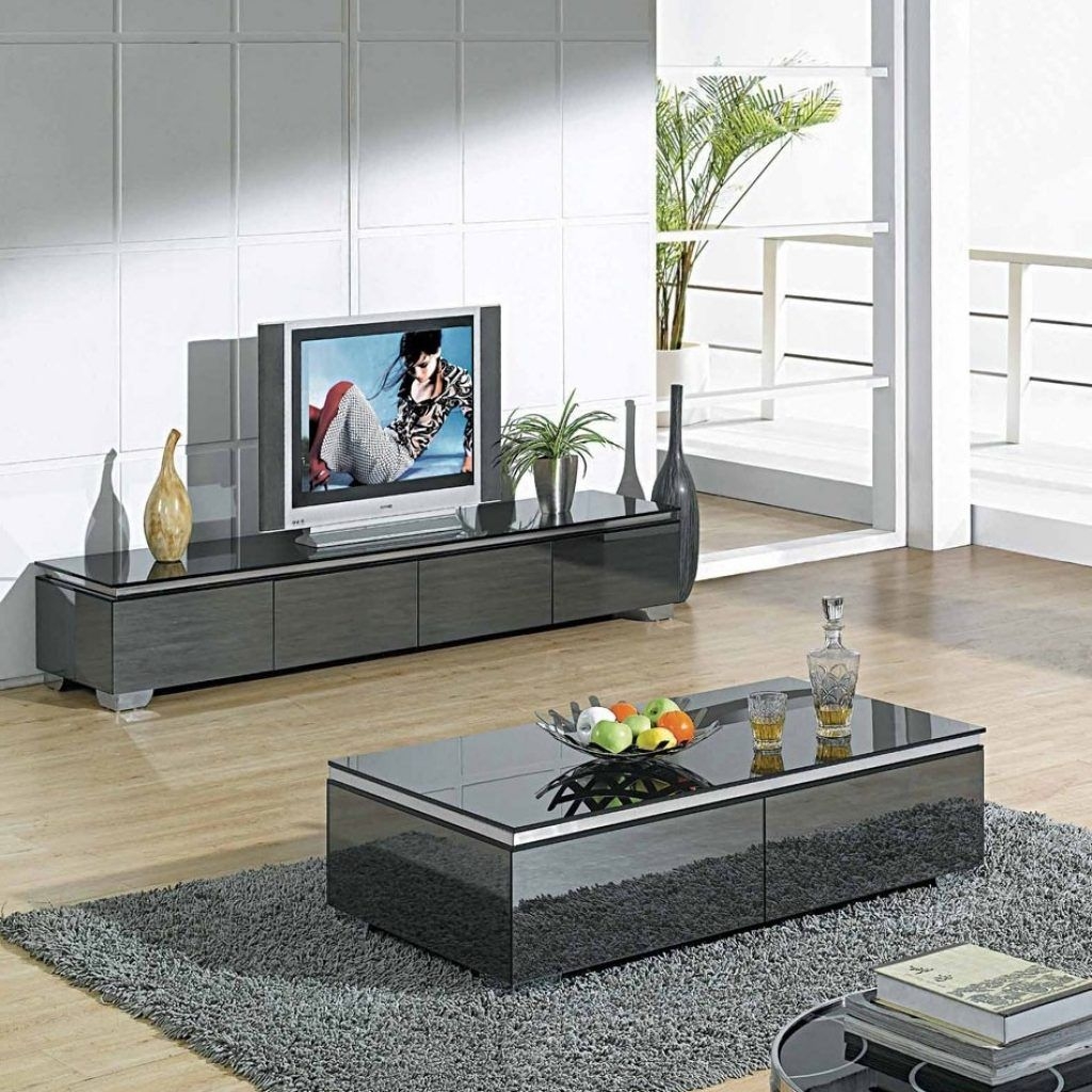 Modern Small TV Unit Cabinet Stand Coffee Table 2 shelves 2 doors