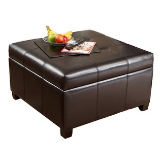 Best Selling | Storage Ottoman | Coffee Table | Square Shaped | Premium Bonded Leather in Espresso Brown
