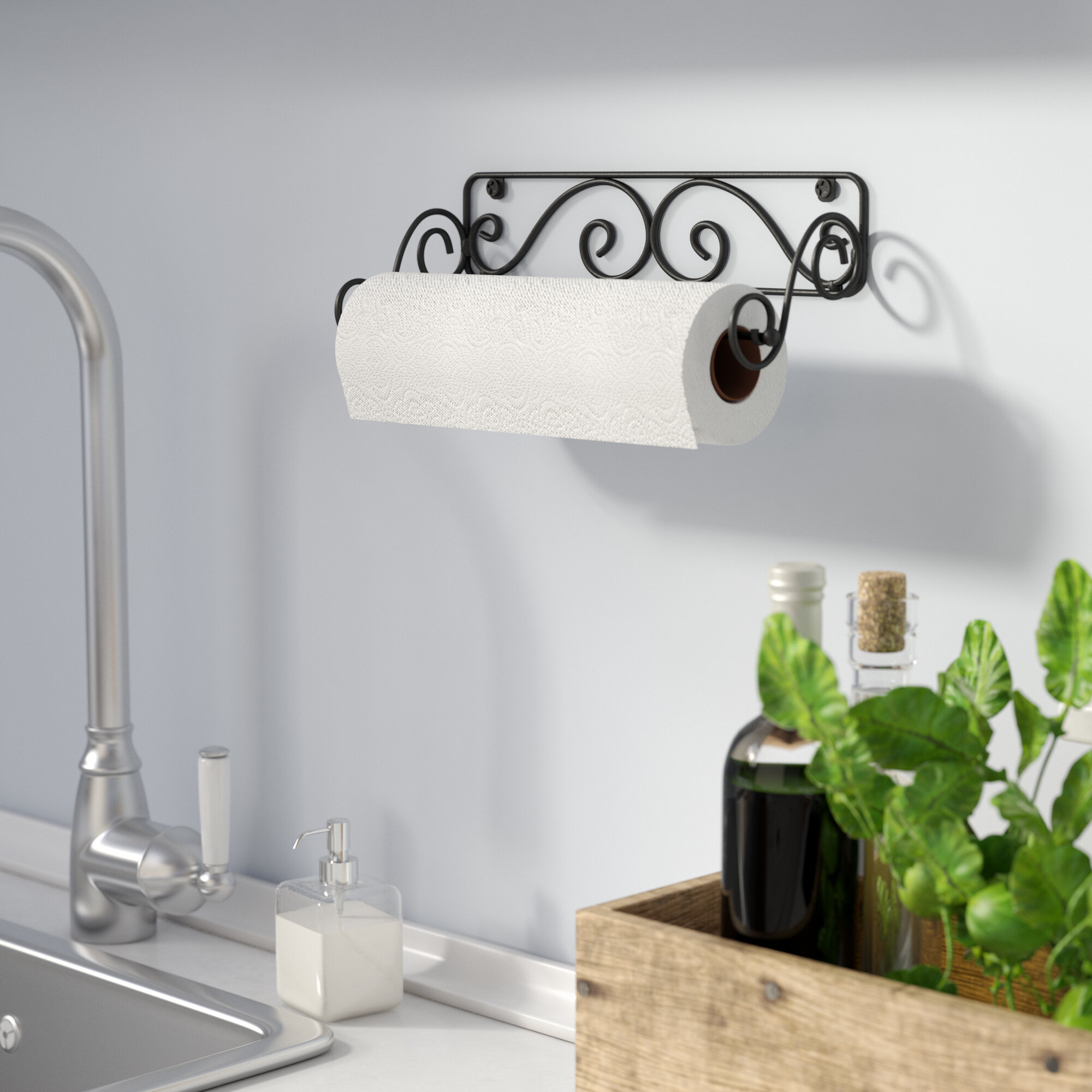 Quick Clean Station | Paper Towel Holder | Wall Mount Shelf