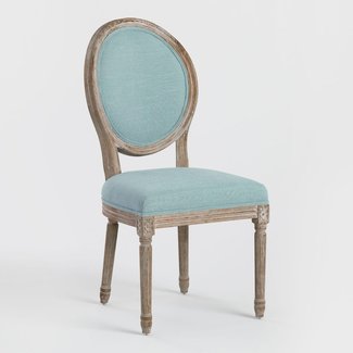 Blue Linen Paige Round Back Dining Chairs, Set of 2