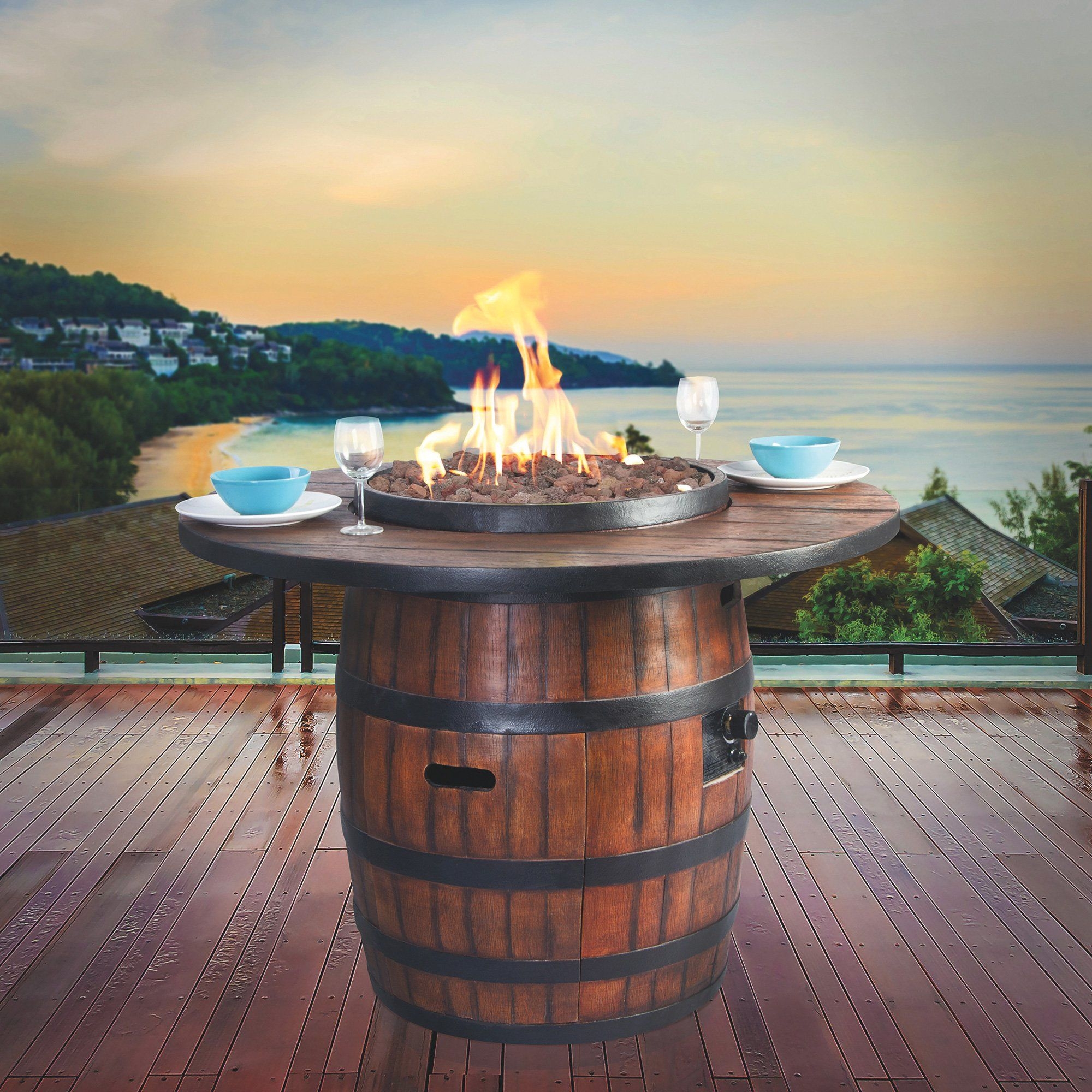 Wine Barrel Table Visualhunt, How To Make A Wine Barrel Fire Pit