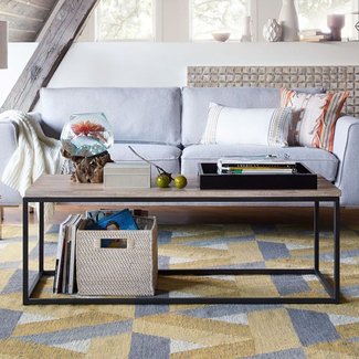 Box Frame Coffee Table - Wood/Antique Bronze | west elm