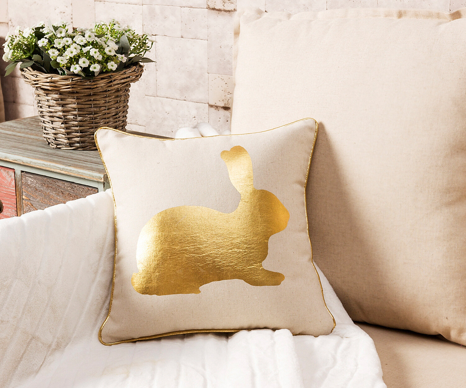 Buckner Golden Bunny Throw Pillow