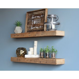 Bulah Reclaimed Barn Wood Floating Wall Shelf (Set of 2)