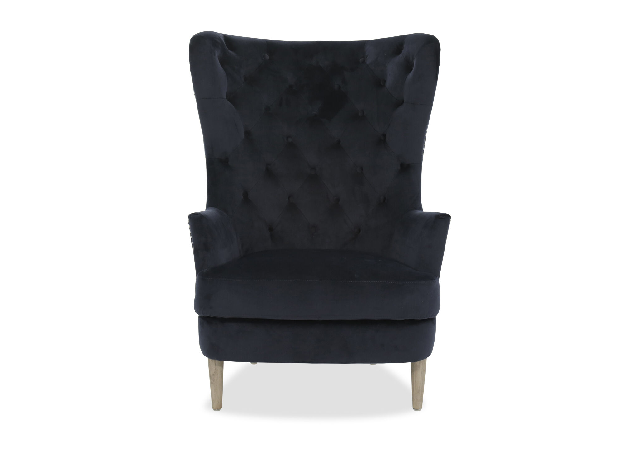 Button-Tufted Wingback Velvet Accent Chair in Navy Blue ...