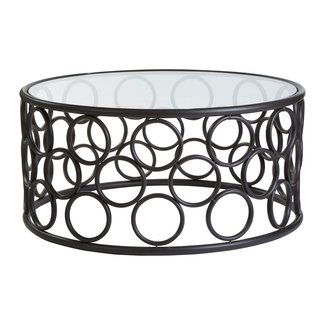 Buy Black Metal Circles Coffee Table with Glass Top from