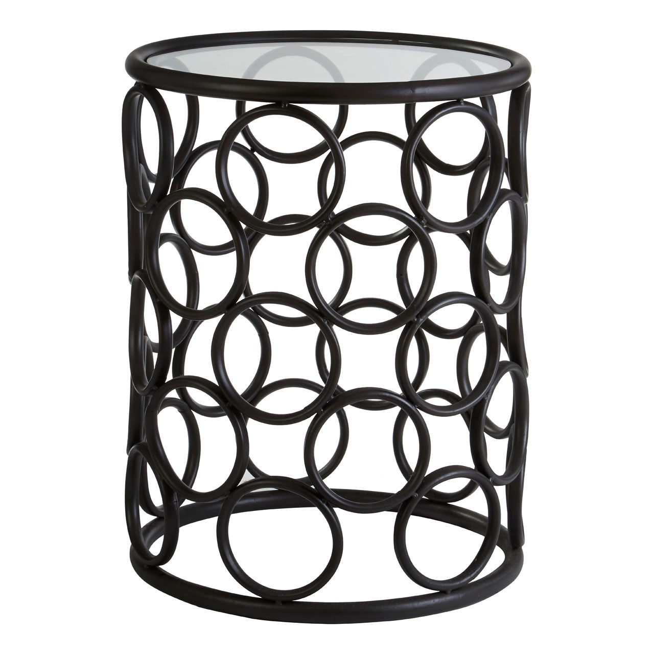 Buy Black Metal Circles Side Table with Glass Top from