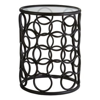 Buy Black Metal Circles Side Table with Glass Top from