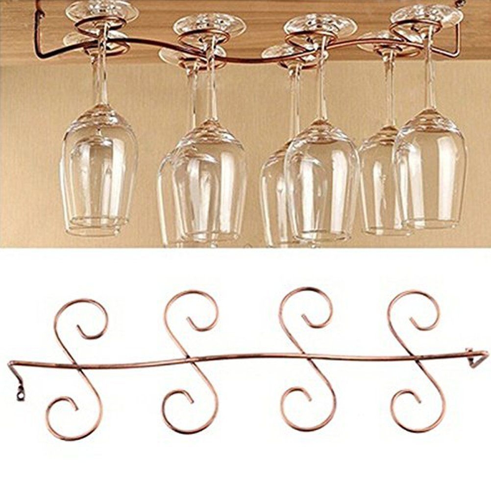 Bronze Foxom Stemware Rack Wine Glass Rack Hanger Holder With Screws Pack of 2 Row for Bar Home Cafe