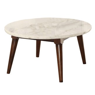 Calderdale Marble Top Wood Base Coffee Table