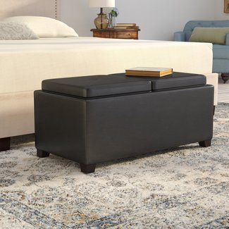 Cassy Leather Tufted Storage Ottoman