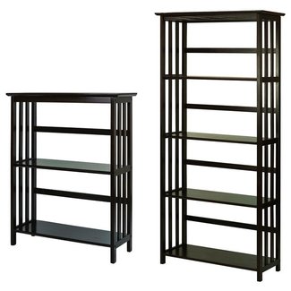 Casual Home Mission Style 3-Shelf Bookcase with 5-Shelf Bookcase, Espresso