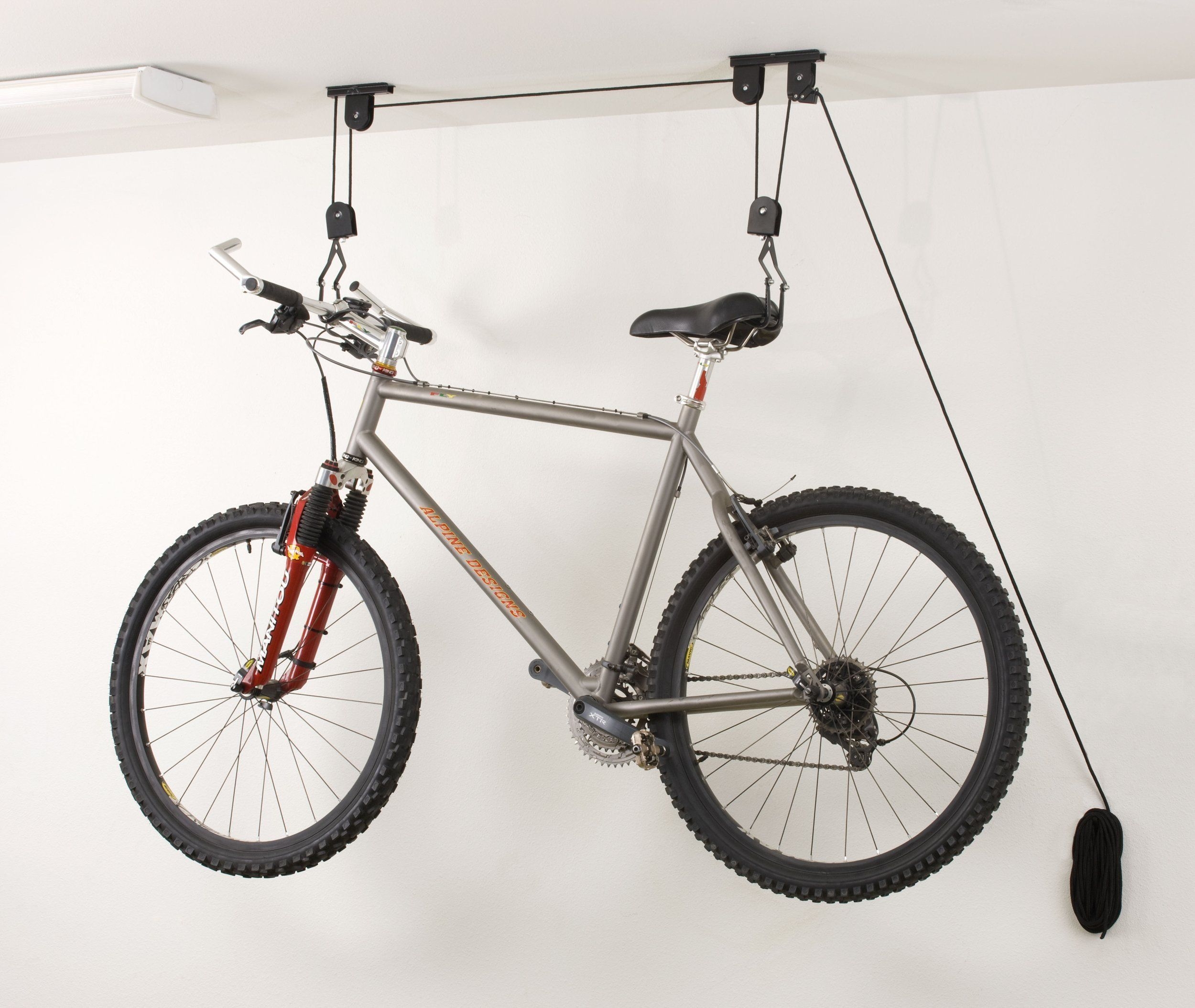 bike hanging in garage