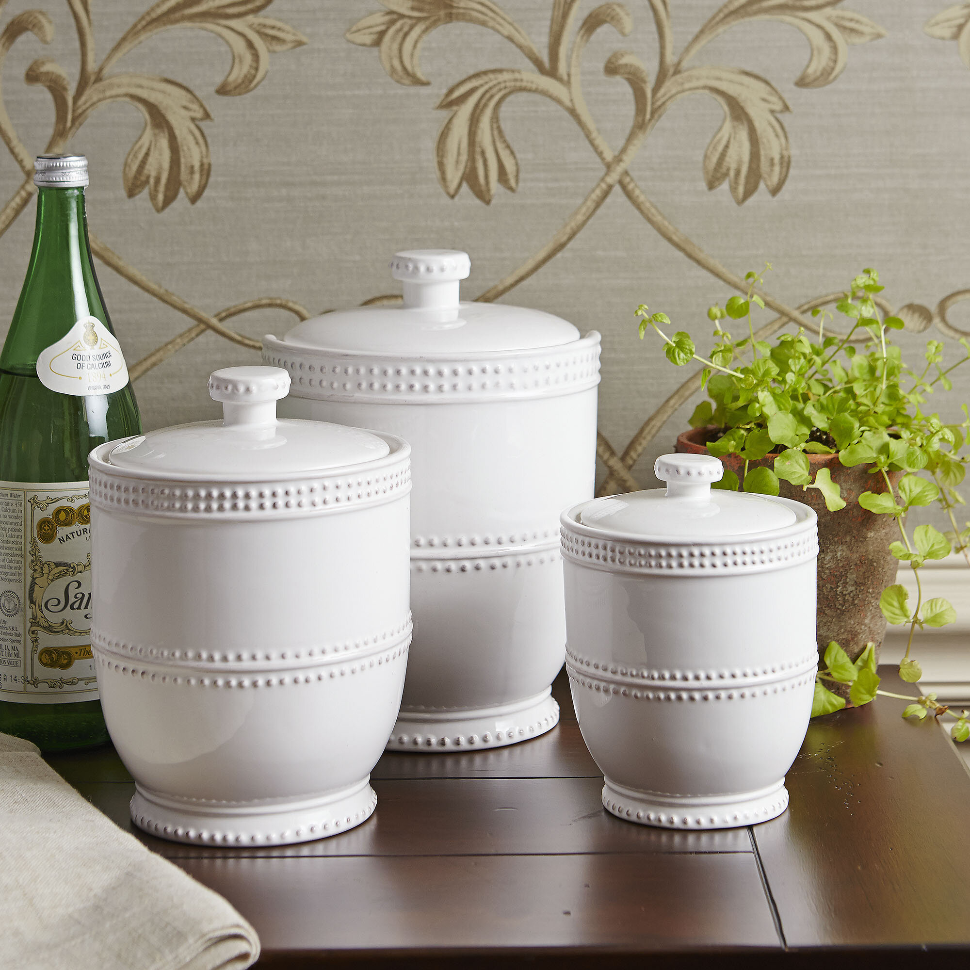 Ceramic Three Piece Kitchen Canister Set 