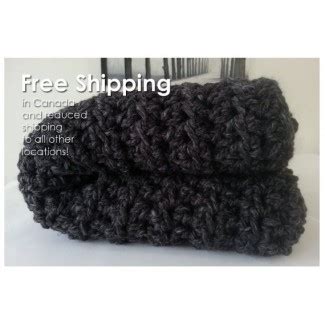 Charcoal Grey Crochet Blanket Wool Blanket Throw Blanket