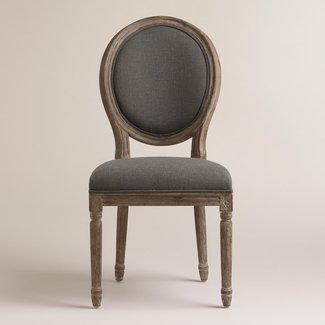 Charcoal Linen Paige Round-Back Dining Chairs, Set of 2 ...