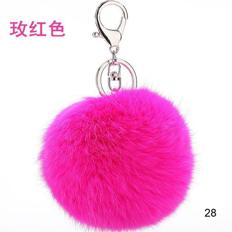 CHMING Cute Genuine Rabbit Fur Ball Pom Pom Keychain for Car Key Ring Handbag Tote Bag Pendant