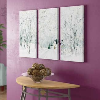 'Christmas Lane' Acrylic Painting Print Multi-Piece Image on Wrapped Canvas