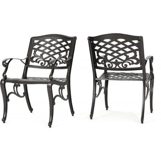 Christopher Knight Home 239073 Deal Furniture Covington | Outdoor Cast Aluminum Dining Chair |, Set of Two, Antique Bronze