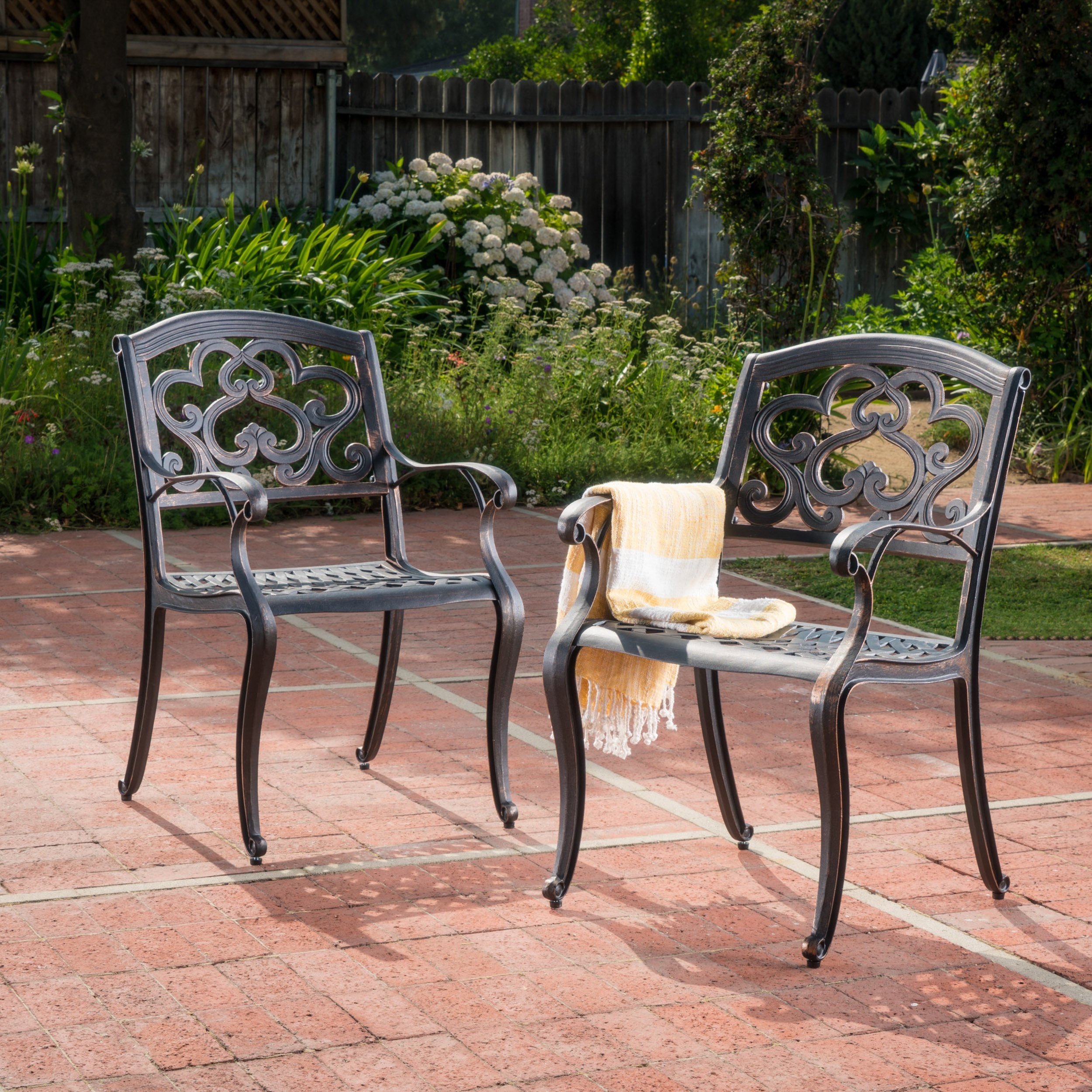 Christopher Knight Home 300680 Augusta Outdoor Cast Aluminum Dining Chairs (Set of 2), Patina Copper