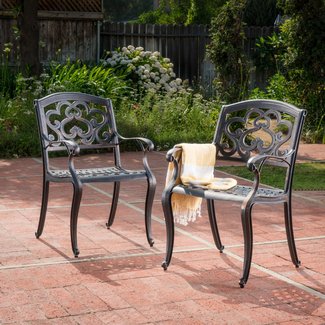 Christopher Knight Home 300680 Augusta Outdoor Cast Aluminum Dining Chairs (Set of 2), Patina Copper