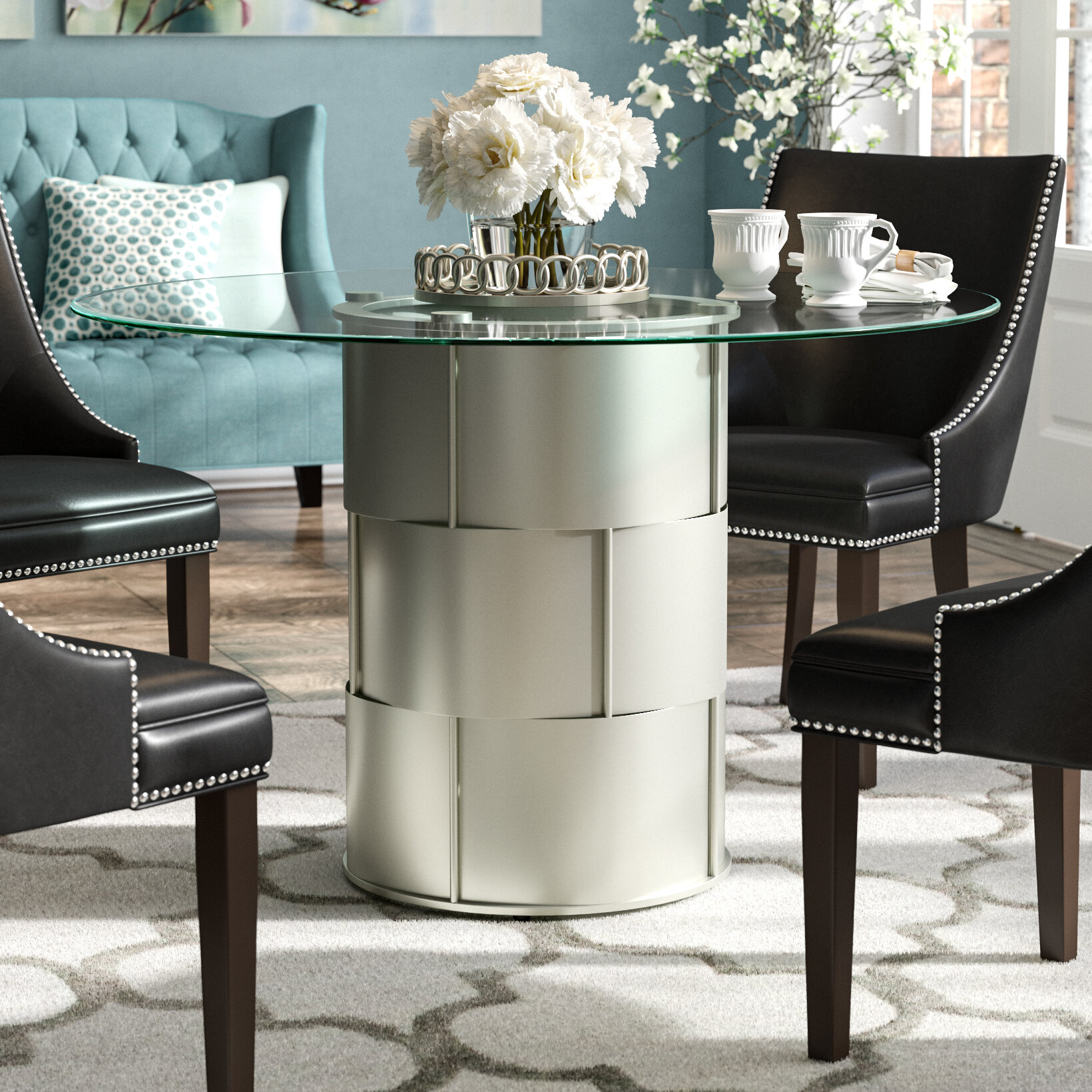 Cliburn Drum Glass Dining Table