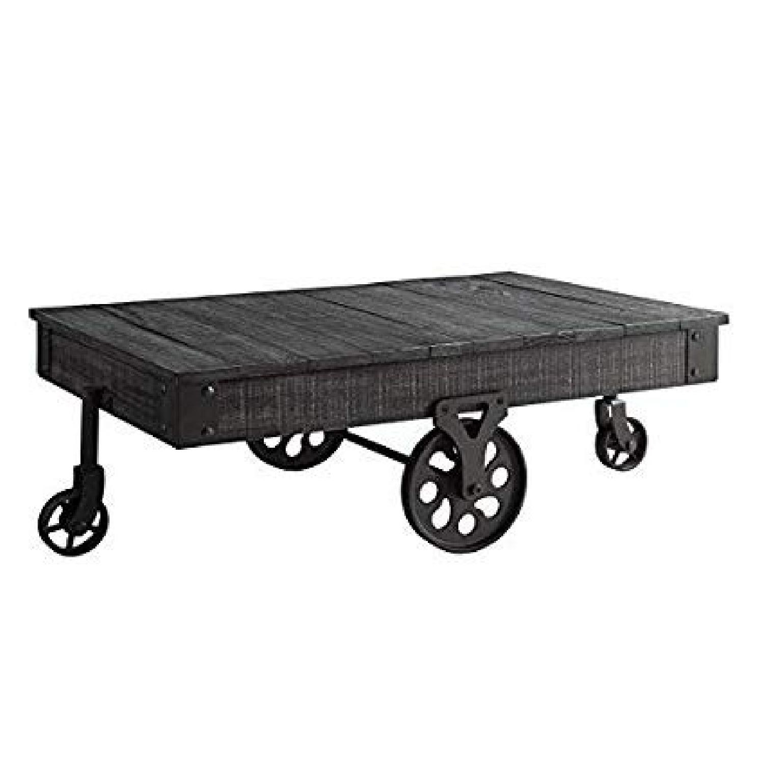 Coaster Furniture Wood Coffee Table with Metal Casters - Gray