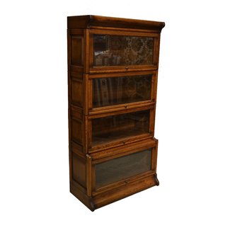 Crafters and Weavers Mission Oak 4 Stack Barrister Bookcase Made of Solid Oak