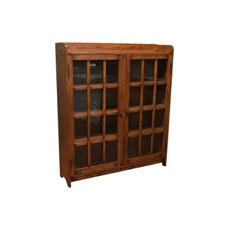 Crafters and Weavers Mission Oak Bookcase with 2 Glass Doors