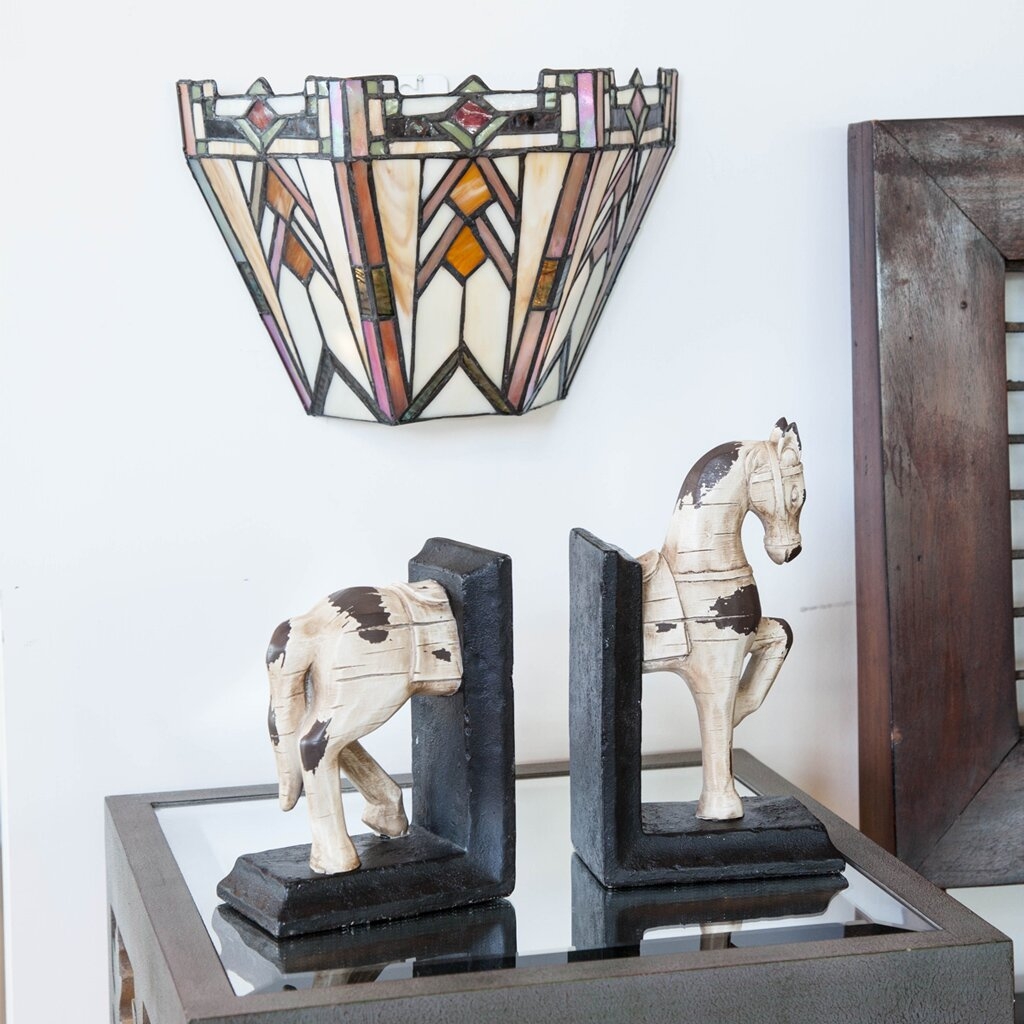 Creason Mission Style Stained Glass Wireless 9-Light LED Flush Mount