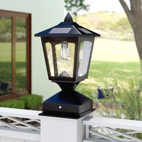 Post Pole Light Outdoor-Garden Driveway Solar Power Yard Lantern Lamp Lighting 