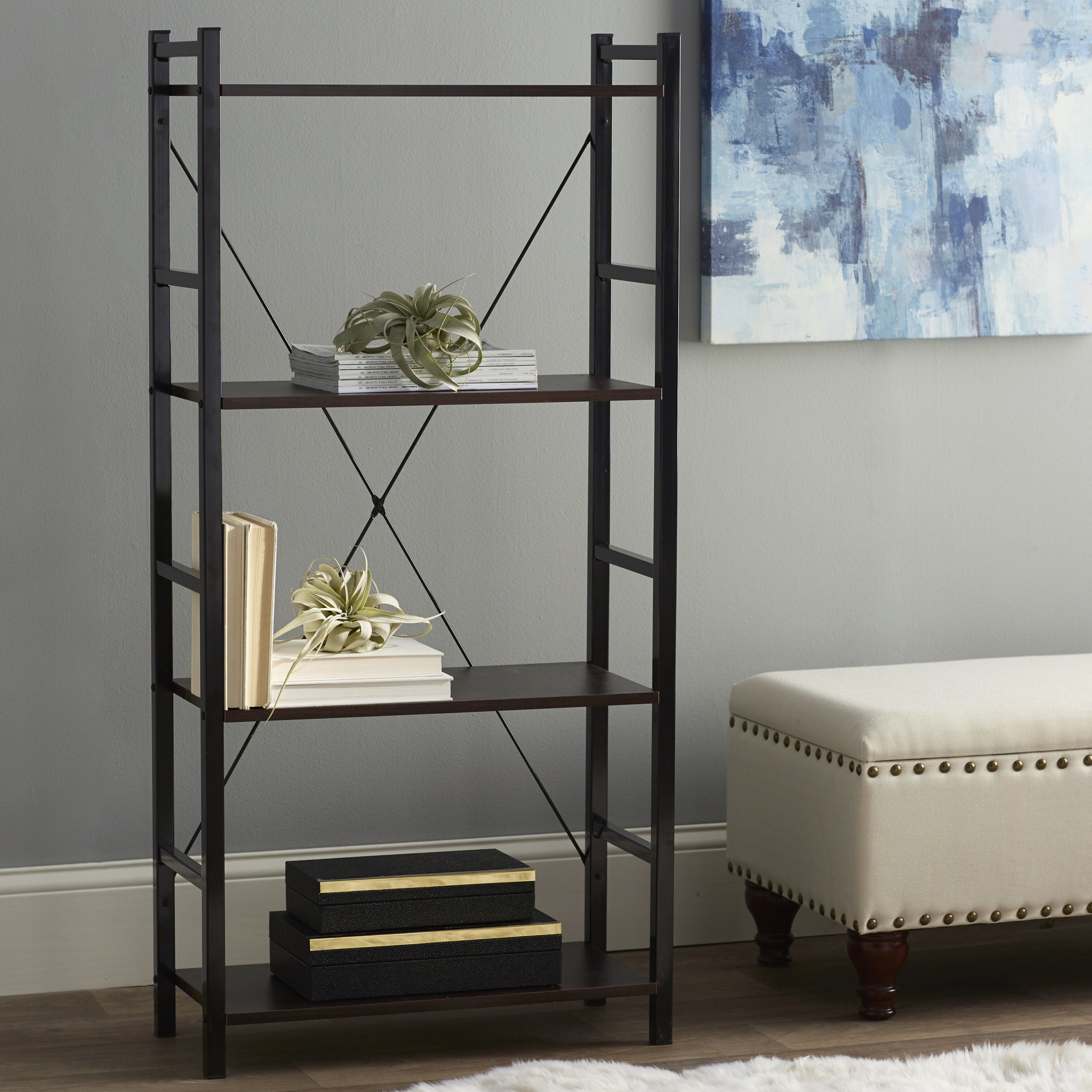 Dark Walnut Etagere Bookcase
