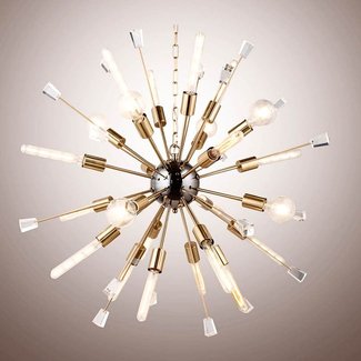 Decomust 40" Large Mid Century Modern Sputnik Light Fixture / Italian Starburst Chandelier (Gold)
