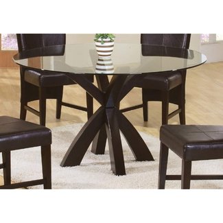 Dining Table with Round Glass Top in Rich Cappuccino - Coaster