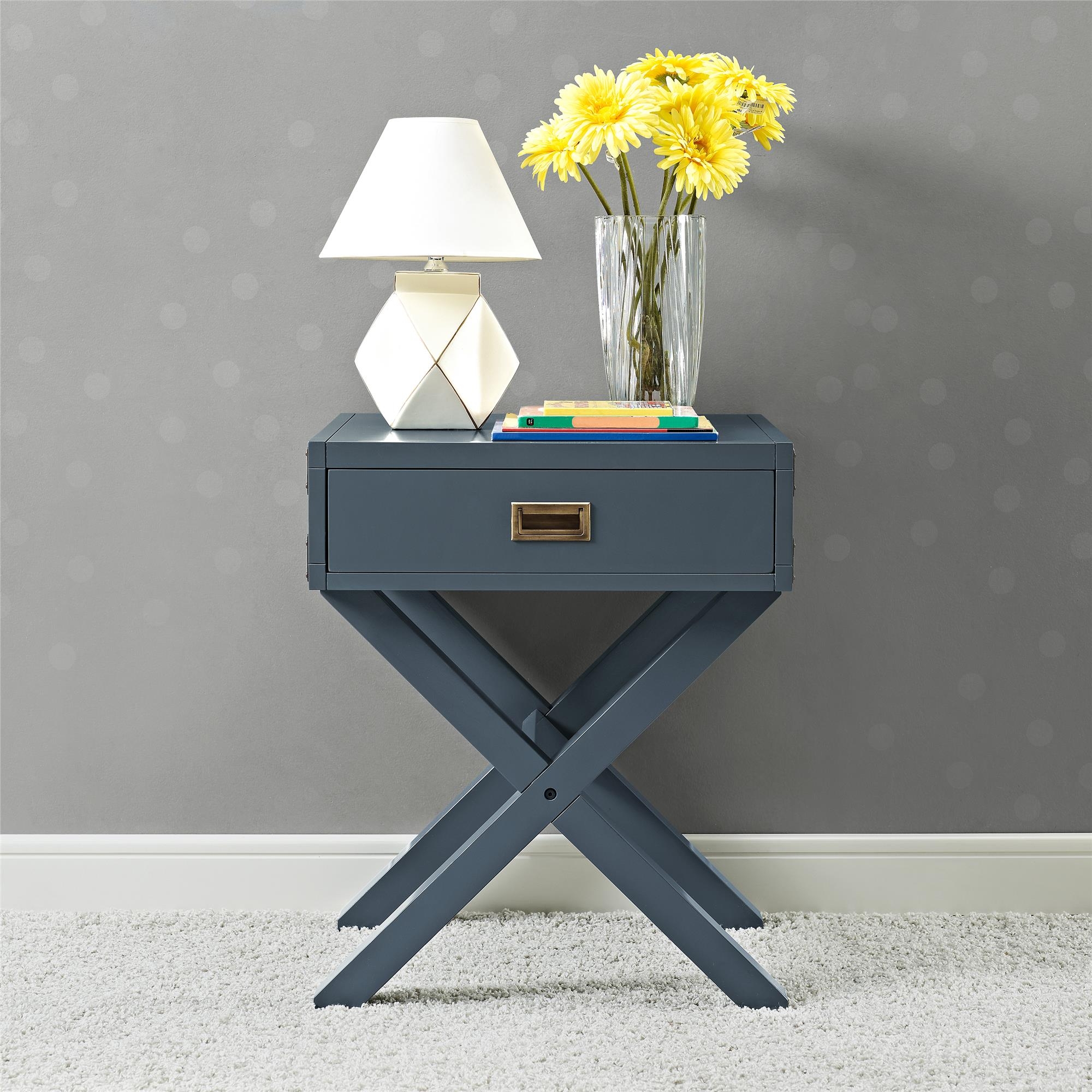 Dorel Living Miles Nightstand, Graphite Blue